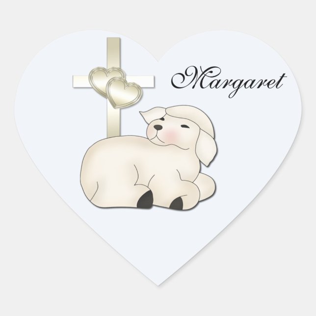 Cœur Sticker de croix d'agneau chrétien (Devant)