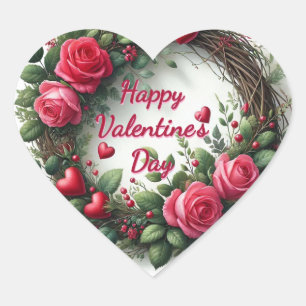 Cœur Sticker de la Saint Valentin Rose Rose Red Heart