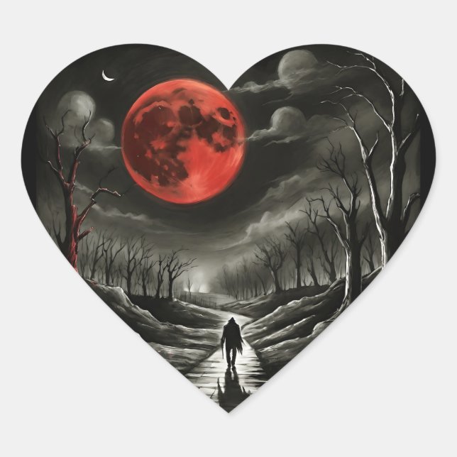 Cœur Sticker de lune de sang (Devant)