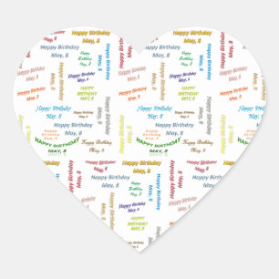 Cœur Sticker de mai 8 Anniversaire