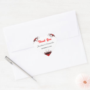 Cœur Sticker de mariage de coeur floral rouge et blanc 
