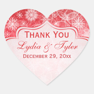 Cœur Sticker de mariage favori pour flocon de neige rou