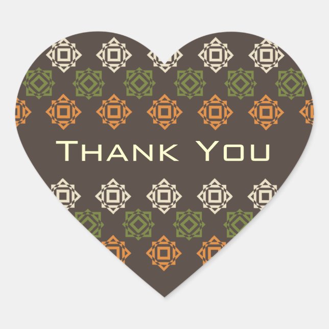 Cœur Sticker de Merci Brown Motif rétro (Devant)