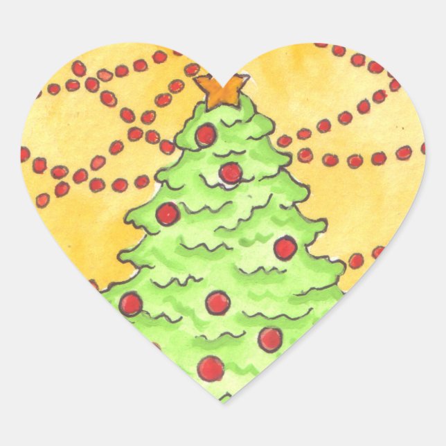 Cœur Sticker de Noël en forme de coeur (Devant)