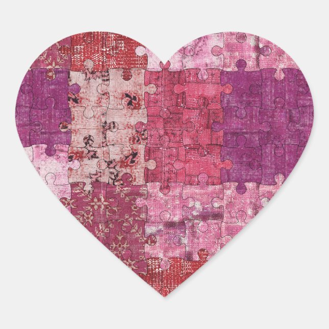 Cœur Sticker de puzzle de couleurs (Devant)