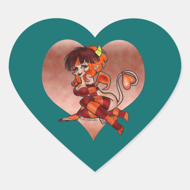Cœur Sticker "Dévilish Flirt" DEVIL GIRL (Devant)