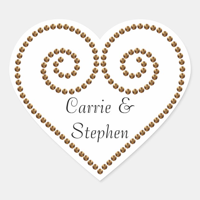 Cœur Sticker d'impression de coeur de perle d'or (Devant)