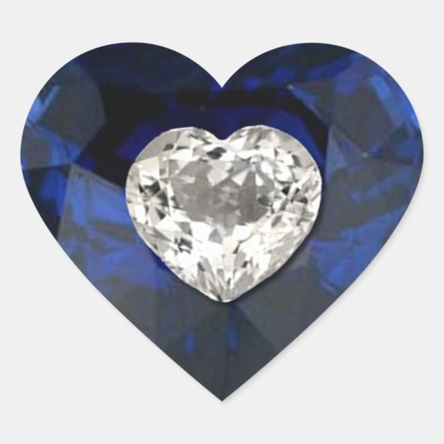 Cœur Sticker d'impression en diamant Heart Sapphire (Devant)