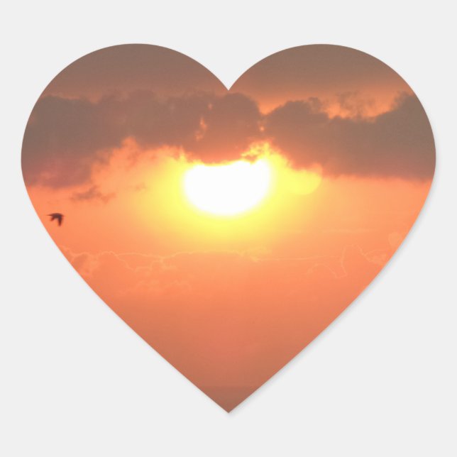 Cœur Sticker du coeur du coucher du soleil (Devant)