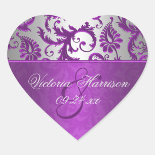 Cœur Sticker en forme de coeur Damask II argenté et vio