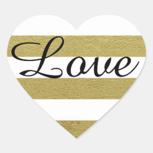 Cœur Sticker en forme de coeur d'amour avec bandes d'or