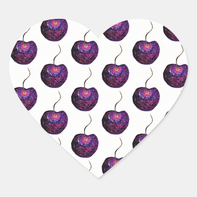 Cœur Sticker en forme de coeur de cerise (Devant)
