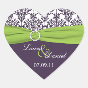 Cœur Sticker en forme de coeur de chaux et de damas vio