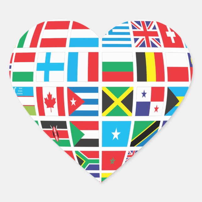 Cœur Sticker en forme de coeur de drapeaux internationa (Devant)