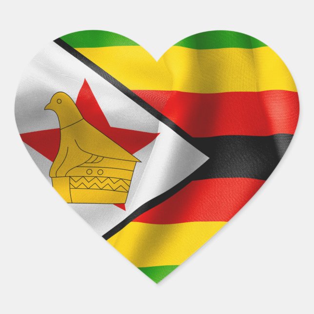 Cœur Sticker en forme de coeur du drapeau du Zimbabwe (Devant)