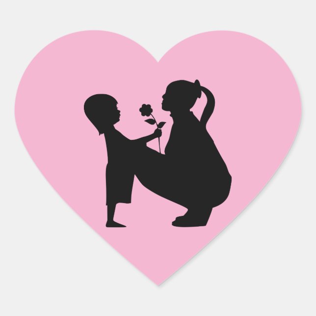 Cœur Sticker En Forme De Coeur Enfant Et Mère (Devant)