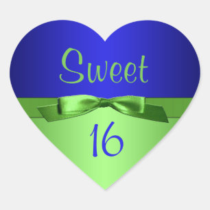 Cœur Sticker en forme de coeur Lime et Royal Blue Sweet