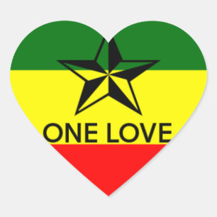 Cœur Sticker en forme de coeur Rasta One Love