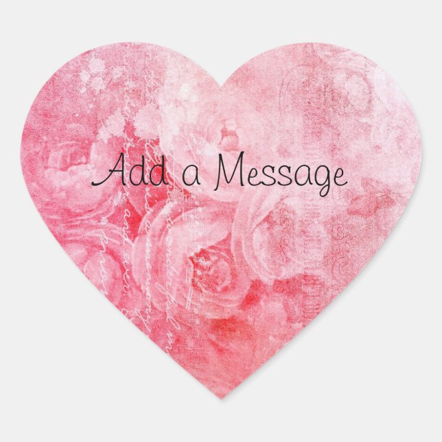 Cœur Sticker en forme de coeur rose personnalisable (Devant)