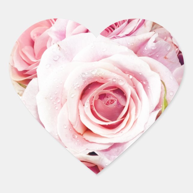 Cœur Sticker en forme de coeur rose Roses (Devant)