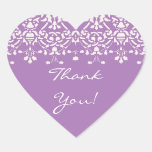 Cœur Sticker en Merci Damask Blanc & Lavender