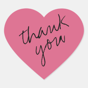 Cœur Sticker en Merci de coeur rose foncé