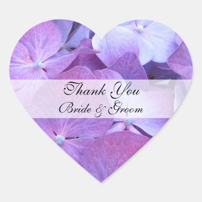 Cœur Sticker en Merci de Mariage cardiaque - Hydrangea (Devant)