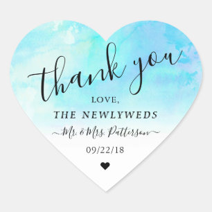 Cœur Sticker en Merci Mariage Ombre - Bleu
