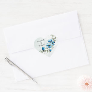 Cœur Sticker "Fleurs bleues"