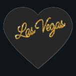 Cœur Sticker Gold Las Vegas<br><div class="desc">Cet autocollant Las Vegas est accentué avec le type or brillant sur un arrière - plan noir. Il fait partie de la Gold Las Vegas Sparkles Mariage Collection,  et est parfait comme un sceau d'enveloppe ou une décoration de faveur.</div>