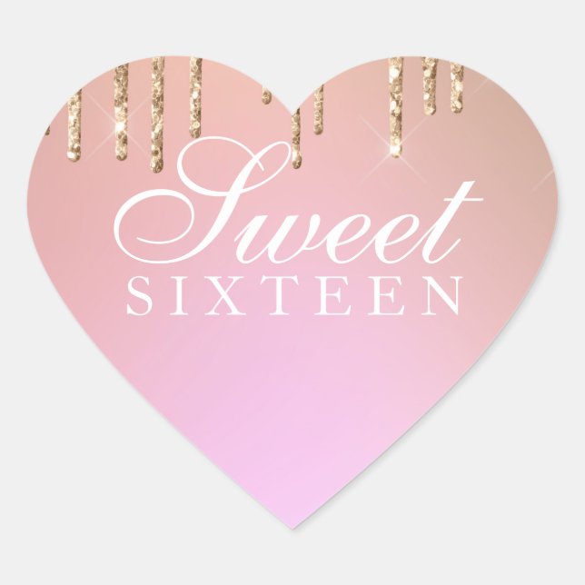 Cœur Sticker - Gold Parties scintillant Drip Sweet 16 R (Devant)