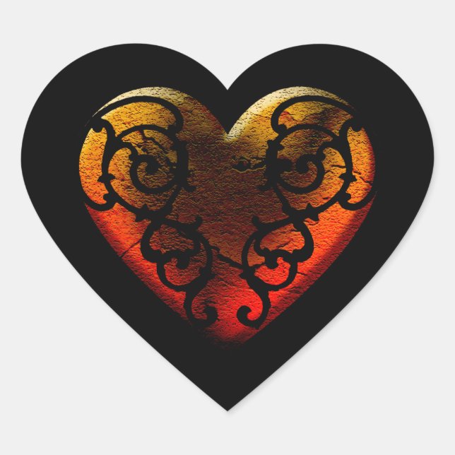 Cœur Sticker Halloween Filigree Goth Heart (Devant)