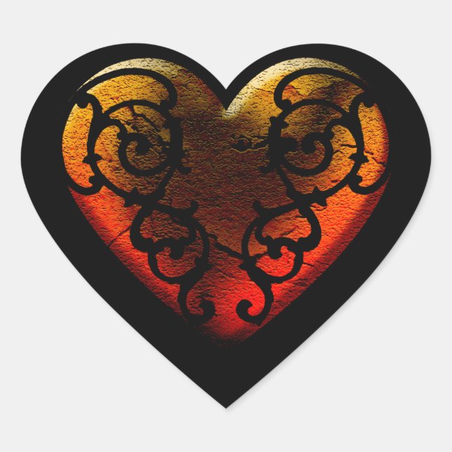 Cœur Sticker Halloween Filigree Goth Heart (Devant)