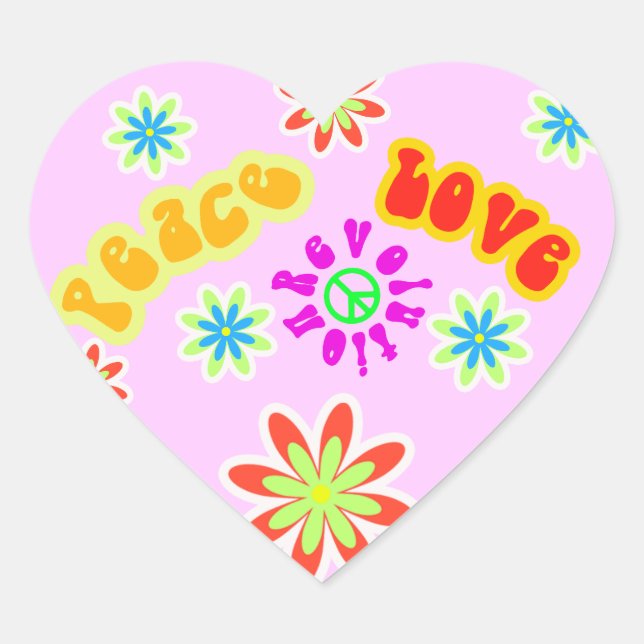 Cœur Sticker hippie des années 60 (Devant)