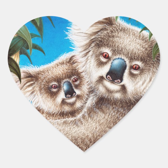 Cœur Sticker Koala et Baby (Devant)