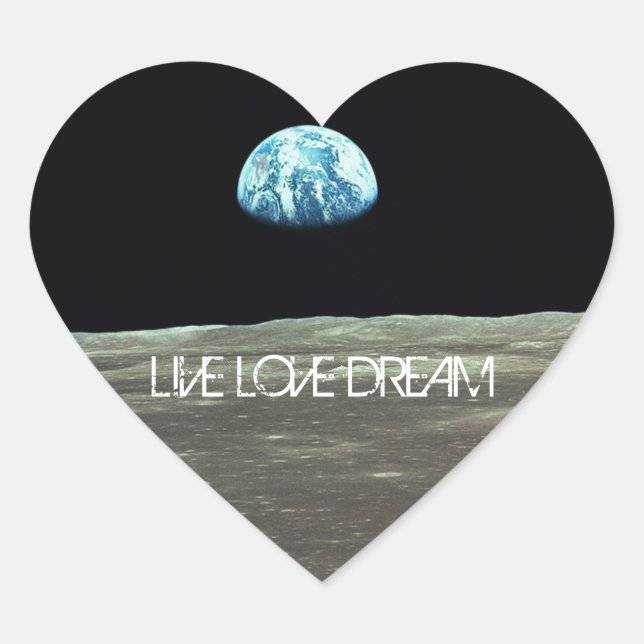 Cœur Sticker LiveLoveDreamHeartEarthRise (Devant)