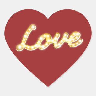 Cœur Sticker Love in Marquee Lights - rouge