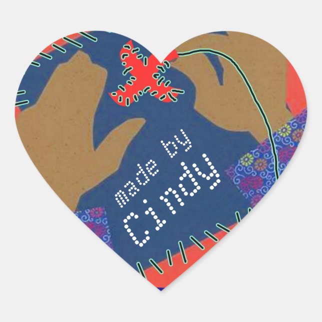 Cœur Sticker Mains Needlepoint Quilting Nom personnel (Devant)