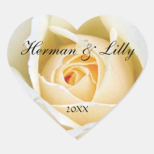 Cœur Sticker Mariage de coeur personnalisé White Rose B