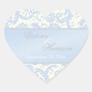 Cœur Sticker Mariage en forme de coeur bleu et ivoire