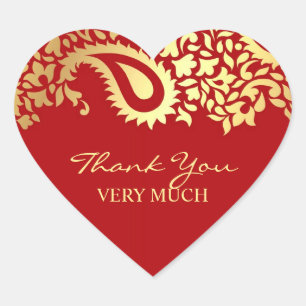 Cœur Sticker Mariage indien élégant de Paisleys