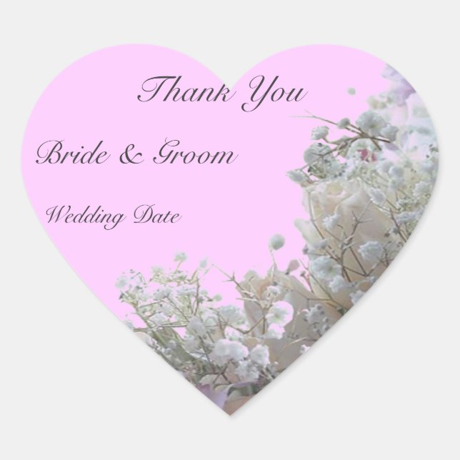 Cœur Sticker mariage Merci (Devant)