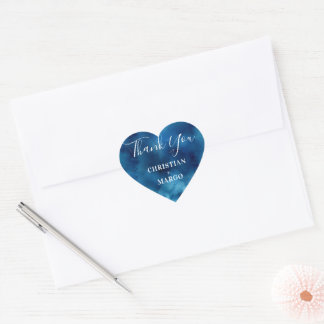 Cœur Sticker Mariage Merci couleur bleu Aquarelle