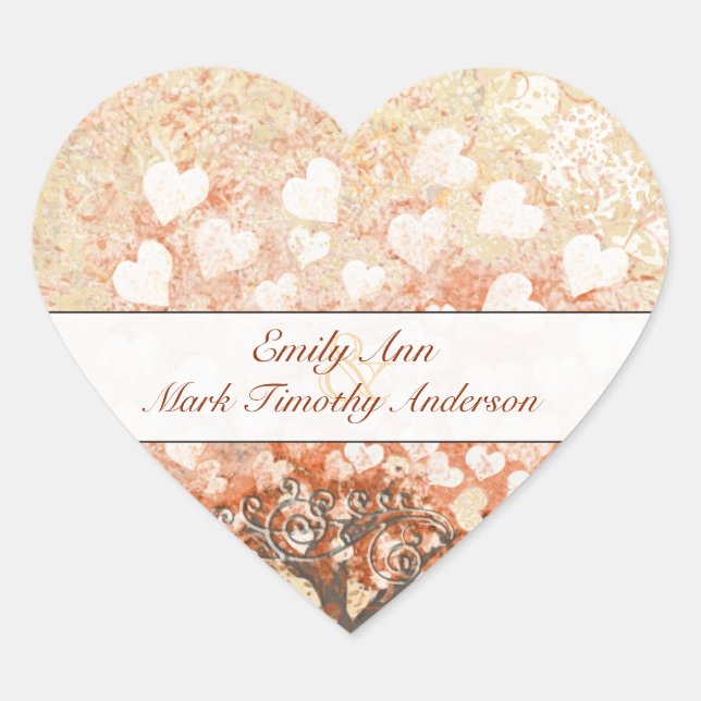 Cœur Sticker Mariage Pale Coral Heart (Devant)