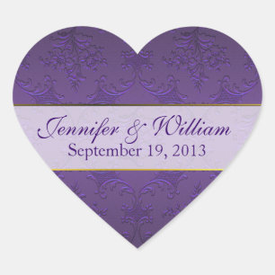 Cœur Sticker Mariage Personnalisé dans le coeur damassé