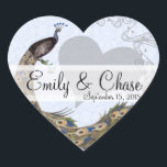 Cœur Sticker Mariage Plum Peacock de la Marine<br><div class="desc">voir plus vintage paon oiseau Peacock Wedding Invitations Vintage Art nouveau Peacock Bird Parade Mariage -voir plus Vintage Bird Products Vintage Paisley Peacock Colors ou Fuchsia and Lime Paisley Faire-part de mariage -Paisley Peacock Colours Wedding Invitations, RSVP, Save the Date and Direction or Reception Cards. Cartes RSVP et Place RSVP...</div>