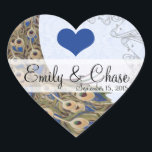 Cœur Sticker Mariage Royal Blue Peacock Feathers<br><div class="desc">voir plus vintage paon oiseau Peacock Wedding Invitations Vintage Art nouveau Peacock Bird Parade Mariage -voir plus Vintage Bird Products Vintage Paisley Peacock Colors ou Fuchsia and Lime Paisley Faire-part de mariage -Paisley Peacock Colours Wedding Invitations, RSVP, Save the Date and Direction or Reception Cards. Cartes RSVP et Place RSVP...</div>