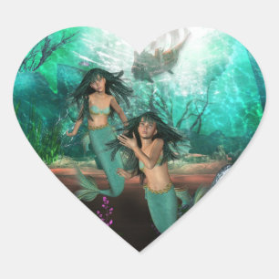 Cœur Sticker Mermaid Twins