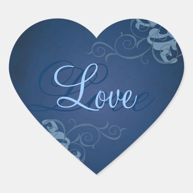 Cœur Sticker Noble Blue Scroll Heart Blue Love (Devant)
