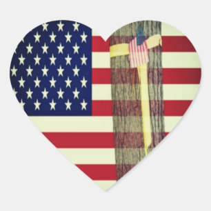 Cœur Sticker Patriotic American Flag et Yellow Ribbon